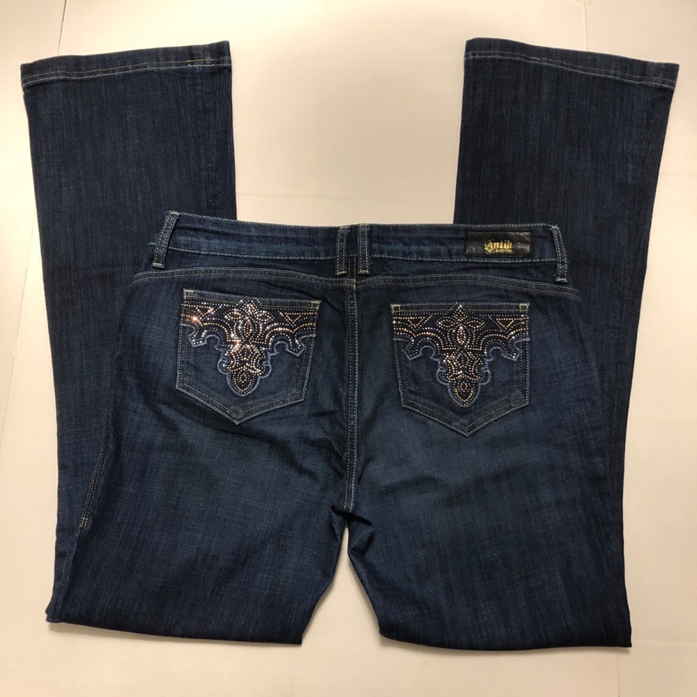 Antik Denim Bootcut Rhinestones Dark Wash Jeans 32